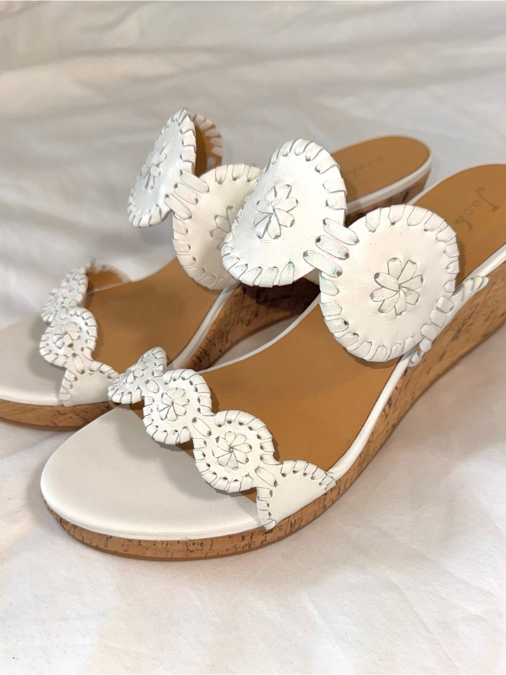 Never Worn- White Jack Rogers Wedge Heels - Size 8.5